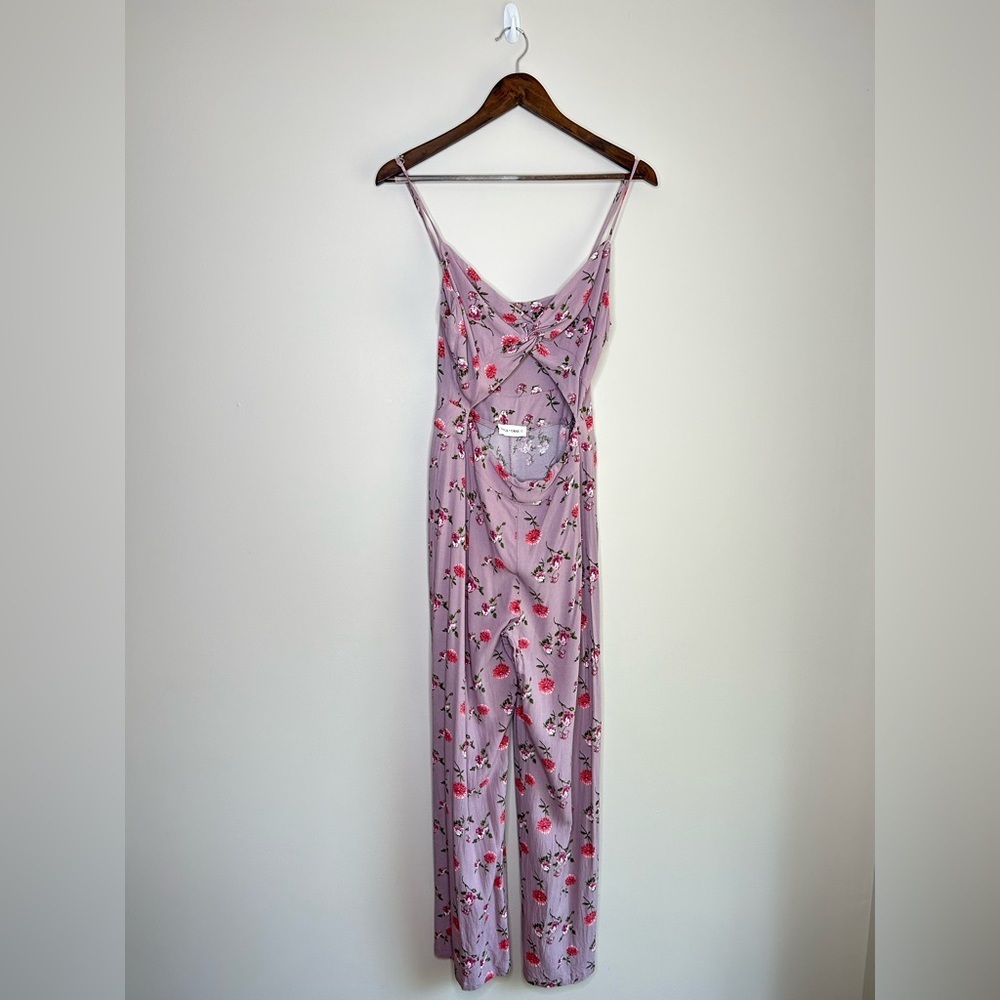 Luca + Grae Strappy Jumpsuit with Torso Peekaboo Lilac Floral Size Large